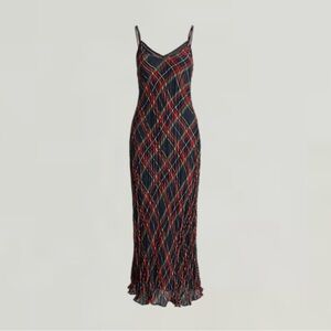 Ralph Lauren Plaid Crinkled Slip Dress NWT US 10